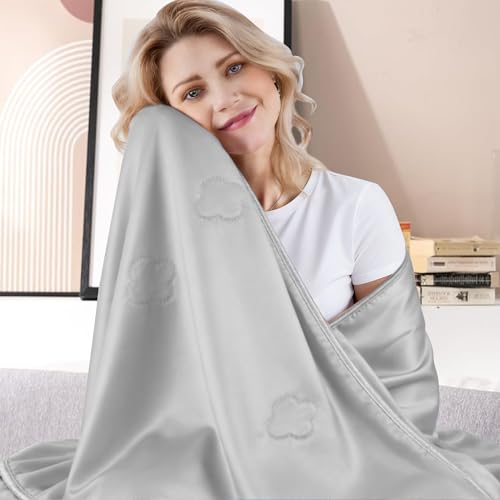 Cooling Throw Blanket for Hot Sleepers,Lightweight Summer Blanket(50"x70") - color: Light Grey, size: Throw(50" x 70")
