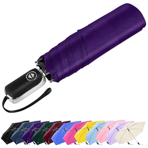 미니 플랫 우산 자동 컴팩트 여행용 레인 포켓 지갑 106.8cm(42/46인치) - color: 다크 퍼플, size: 42인치