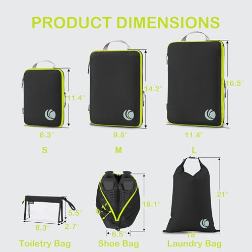Cipway Compression Packing Cubes for Travel (8 Piece,Black) - color: Black, size: 8PCS
