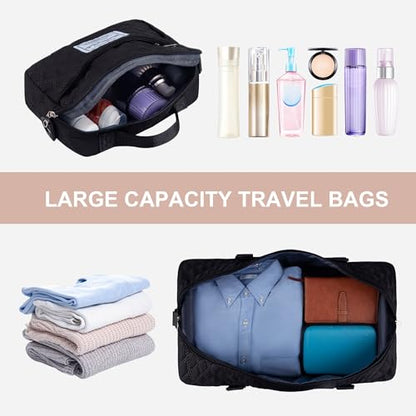 Travel Duffel Bag Weekender Overnight Bag for Women Carry On Gym Bag Travel Essentials - color: 01 Black