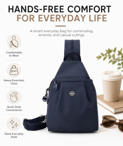Sling Backpack for Women, Water-Resistant Crossbody Chest Bag for Travel, Work, Gym, Students & Daily Use - color: Ruby Blue
