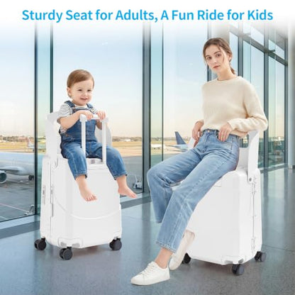 TABU 20" Front Opening Luggage with Foldable Seat, White - color: White