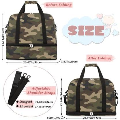 Camo Travel Duffle Bags With Shoes Compartment Weekender Overnight Bag - color: print 15
