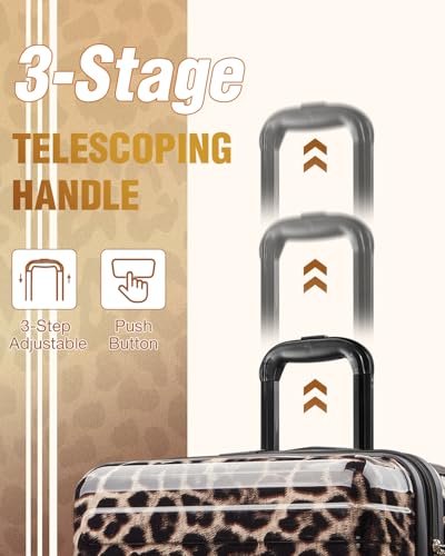 Luggage Sets 2 Piece, Hard Shell Expandable Carry on Suitcase with Spinner Wheels and TSA Lock, Lightweight Travel Luggage Set - color: Cheetah, size: 2 Piece Set (20/24inch)