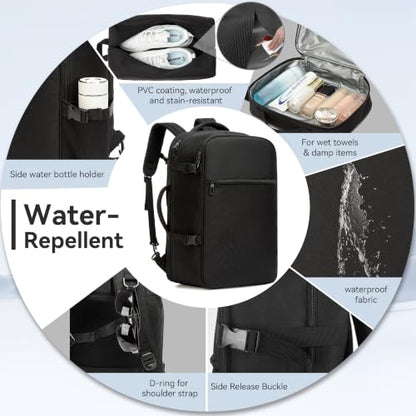 40L Travel Backpack for Men Women,Carry On Backpack for Travel - color: Balck