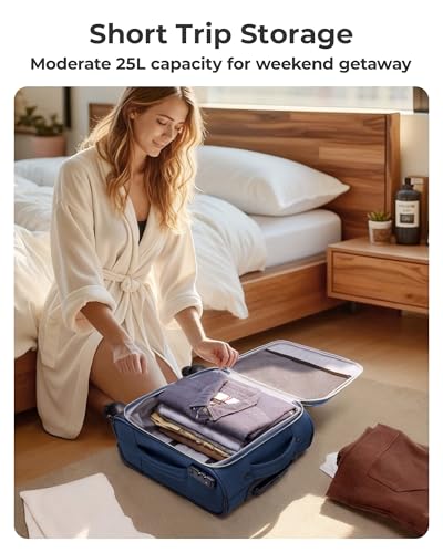 BAGSMART 16" Underseat Carry On Luggage Softside Suitcase, Navy Blue - color: Underseat-Dark Blue