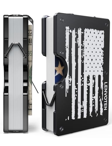 Lenvoten Upgraded Hinged Minimalist Wallet for Men, RFID Blocking Wallet - color: S8-Patriot Flag