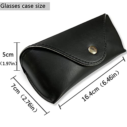 LogHog Portable Leather Glasses Case,Flexible Sunglasses Pouch Slim Case for Women Men Horizontal Eyeglass Case - color: Button - Black