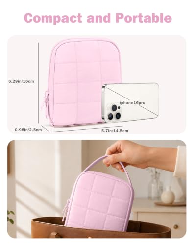 Travel Jewelry Case with Necklace Holder, Earring and Ring Organizer, Pink - color: Pink