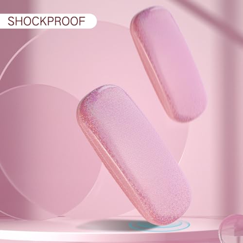 PERFECTSIGHT Hard Shell Eyeglasses Case, Kawaii Protective Glasses Case for Kids, Cute Eyeglass Case for Women Men Girls - color: Pink Bling
