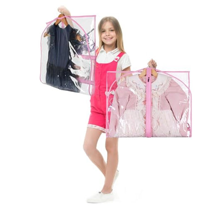 Zilink Clear Dance Garment Bags for Dancers Dance Costume Garment Bag 40 in - color: Clear Pink, size: 4 Pack