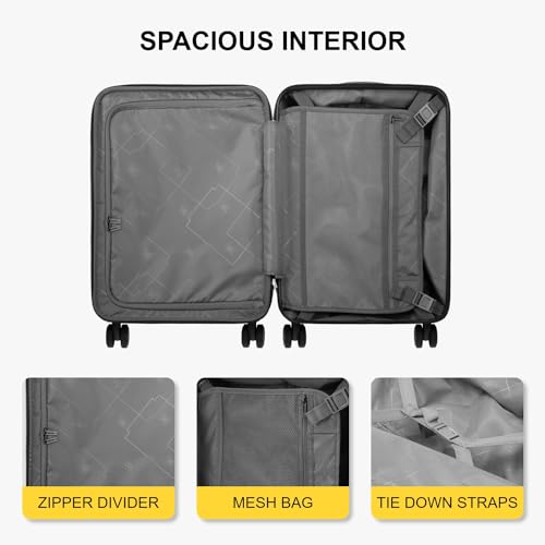 LEVEL8 Carry on Luggage Airline Approved, 20“ Expandable Carry on Suitcase - color: Grey, size: 20 Inch - Expandable