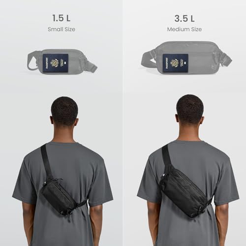tomtoc 1.5L Sling Bag with RFID Blocking Crossbody Chest Pack for Men Women - color: Black, size: 1.5L
