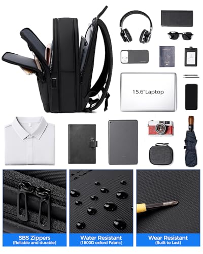 Fenree.geer Work Backpack for Men, Expandable Backpack with USB C Charging Port, Water Resistant 15.6 Inch Laptop Backpack, Black - size: Medium - Business