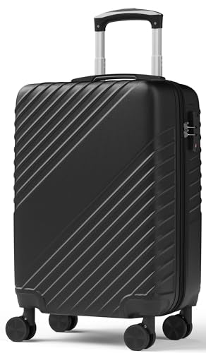 20 Inch Carry On Luggage, ABS Hardside Suitcase with Spinner Wheels, Airline-Approved Cabin Luggage with TSA Security Lock, Expandable Travel Suitcase for Flights, Business Trips & Weekend Vacations - color: Black, size: 20 IN