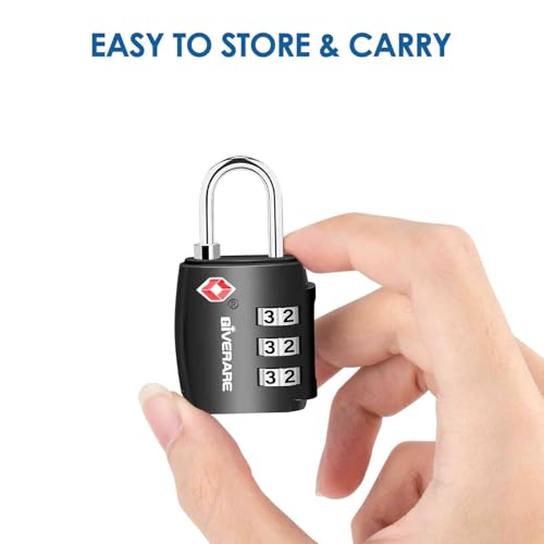 4 Pack TSA Approved Travel Luggage Locks, Combination Lock Alloy Body, Metal Keyless 3-Digit Padlocks, TSA Accepted Compatible Padlock for Gym Locker, Golf Bag Case, Backpack, Black-by GIVERARE - color: 4 Pack Black