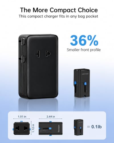 BEONDON Universal Travel Adapter 25W USB-C PD Charger Worldwide Plug Black - color: Black-eu