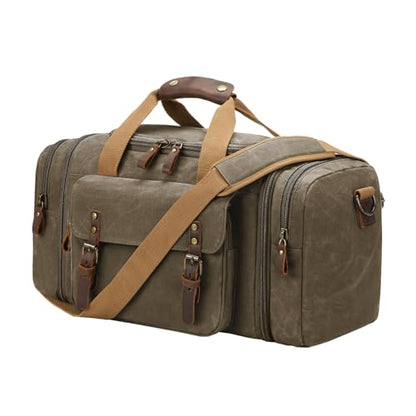 Waxed Canvas Duffel Bag 50L, Army Green - color: Army Green