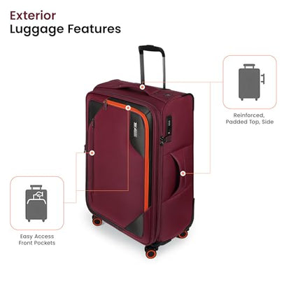 28'' Luggage with Spinner Wheels,Checked Softside Luggage - color: Burgundy, size: Checked-Large 28-Inch