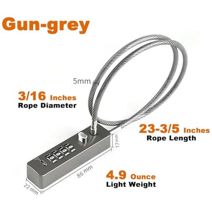 2 Pack Cable Locks, 23.6", 4-Digit Combination, Gun-Grey - color: Gun-Grey, size: 904T-23.6"-2 PACK