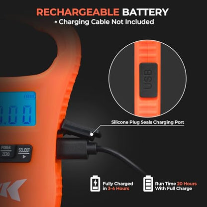 KastKing ToughTide USB Charging Fish Scale with Lip Gripper, Orange Combo - color: Orange