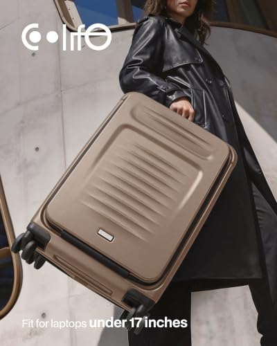 Coolife Expandable Luggage with TSA Lock 2 Piece Set Apricot - color: Apricot, size: 2 Piece Set（20/29inch）