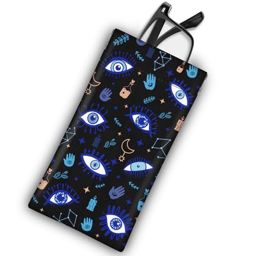 Soft Glasses Case for Sunglasses Eyeglass Slim Pouch - color: Evil Eye