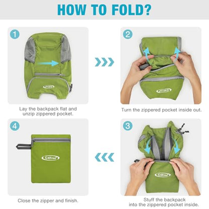 G4Free 10L Lightweight Packable Hiking Backpack, Nylon Daypack Daily Travel - color: Bright Green, size: Small