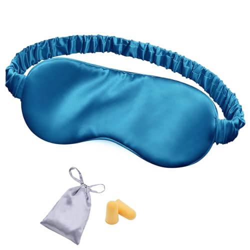 OLESILK 100% Mulberry Silk Sleep Mask for Women - Zero-Pressure Blackout - color: Royal Blue