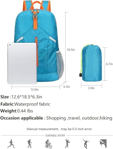levayhill 25L Foldable Hiking Backpack,Small Packable Daypack, Blue - color: Blue