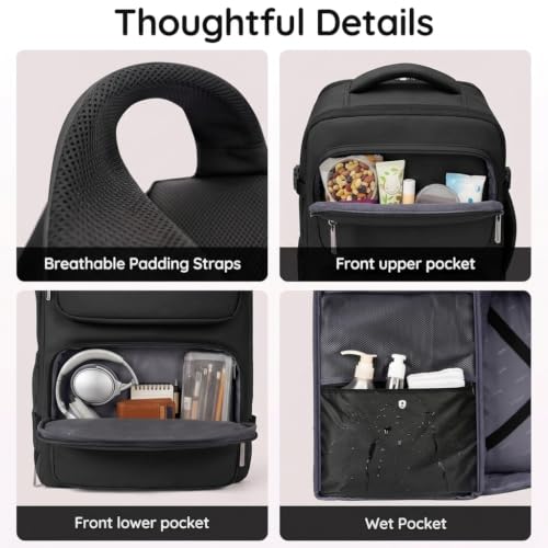 Taygeer Travel Backpack for Men, TSA Travel Laptop Backpack with Shoe Pouch - color: Black