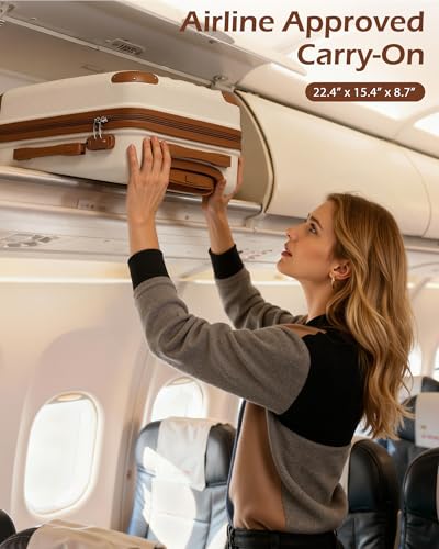 Coolife Luggage, Lightweight and Durable Hardshell, 20 in, apricot white - color: apricot white, size: S(20in)_carry on