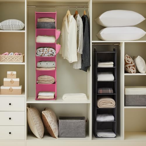 YOUDENOVA Hanging Closet Organizer and Storage, 6-Shelf, Pink - color: Pink