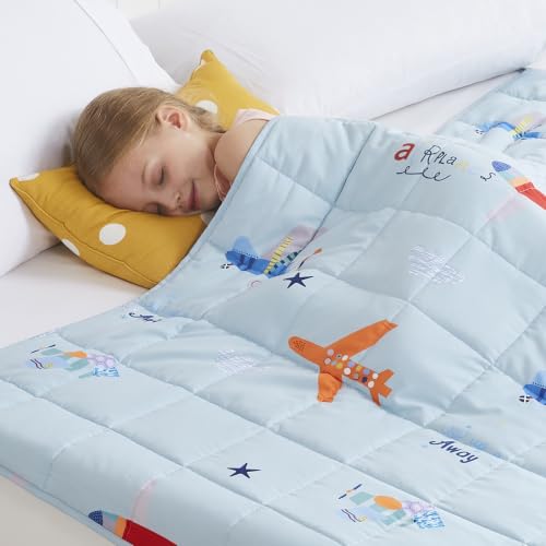 Weighted Blanket 7lbs Small Heavy Throw Blanket Gifts 41"x60" Airplane - color: Blue Airplane, size: 41"×60" 7lbs