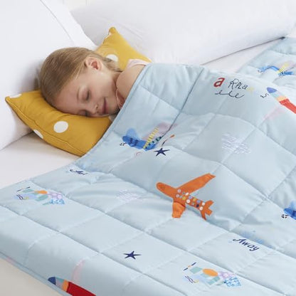 Weighted Blanket 7lbs Small Heavy Throw Blanket Gifts 41"x60" Airplane - color: Blue Airplane, size: 41"×60" 7lbs