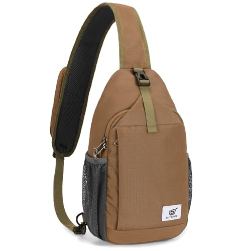 SKYSPER Sling Bag RFID Cross Body Bag Recycled Crossbody Backpack Travel Daypack - color: Taupe
