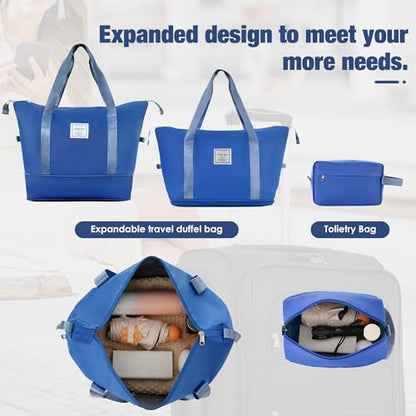 Merax Softside Luggage Set 3 Piece Suitcase with Duffel Bag Spinner Wheels - color: Navy Blue(22/26/30+bags), style: Softside Luggage Set