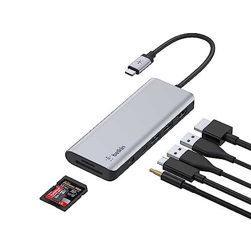 Belkin USB-C Hub, 7-in-1 MultiPort Docking Station for MacBook & Windows - 85W USB-C Power Delivery 3.0, 4K HDMI 1.4, 2x USB-A 3.0, SD 3.0, Micro SD 3.0, & 3.5mm Audio Jack - style: 7-in-1 USB-C Hub