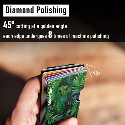 Lenvoten Upgraded Hinged Minimalist Wallet for Men, RFID Blocking Wallet - color: T1-Palm Leaves