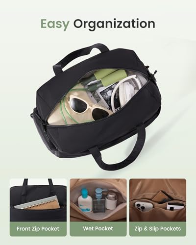 LOVEVOOK Small Gym Bag for Women with Tumbler Holder & Shoe Compartment - color: Blue, size: Small-17"
