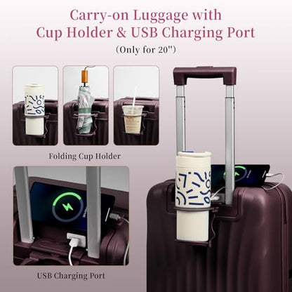 Luggage 4 Piece Set Suitcase with TSA, Airline-Approved Hard Shell Expandable Double Spinner Rolling Wheels Suitcases for Lightweight Travel (Dark Purple, 28in26in20in13in) - color: Dark Purple