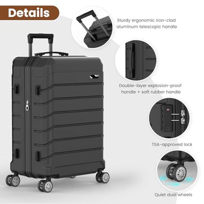 Luggage Sets 3 Piece Lightweight Durable Hardshell Suitcase Black - color: Black