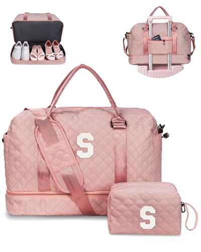 Initial Duffle Bag-Personalized Weekender Bags Letter Travel Bags - color: Pink, style: S