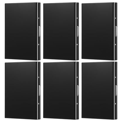 6 Pcs Stainless Steel Credit Card Holder Metal RFID Blocking Case Protector Metal ID Card Wallet with 6 Slot for Men Women Gift Box(Black) - color: Black