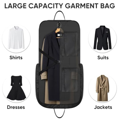 BALEINE Garment Bags for Travel, Water Resistant Carry on Suit Bag - color: Black, size: 48"-expanded