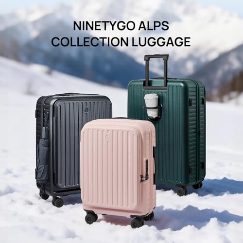 NINETYGO Top Opening 28 Inch Large Checked Luggage, Expandable & Lightweight, Scratch Resistant PC Hardside with Deep Cabin Design, TSA Lock & 360° Spinner Wheels (Light Pink, Alps) - color: 03-Light Pink, size: Checked 28-Inch