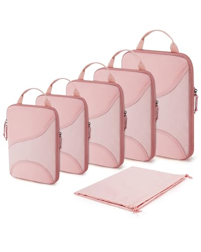 Bagsmart Compression Packing Cubes, Travel Bag Cruise Ship Essentials - color: Light Pink