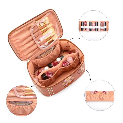 Wrangler Travel Makeup Bag 2pcs Set Cosmetic Bag with Makeup Brush Holder - color: Aztec-Brown