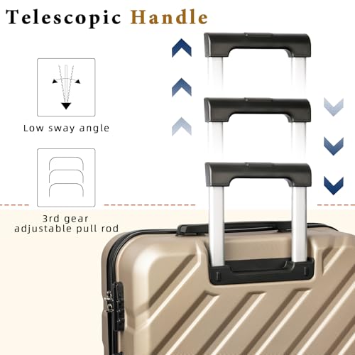 Eeeza Luggage Sets,5 Piece (20"/24"/28"/DB/TB) Champagne - color: Champagne