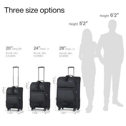 Hanke 28 Inch Softside Expandable Checked Luggage with 4 Spinner Wheels - color: Black, size: 28 Inch